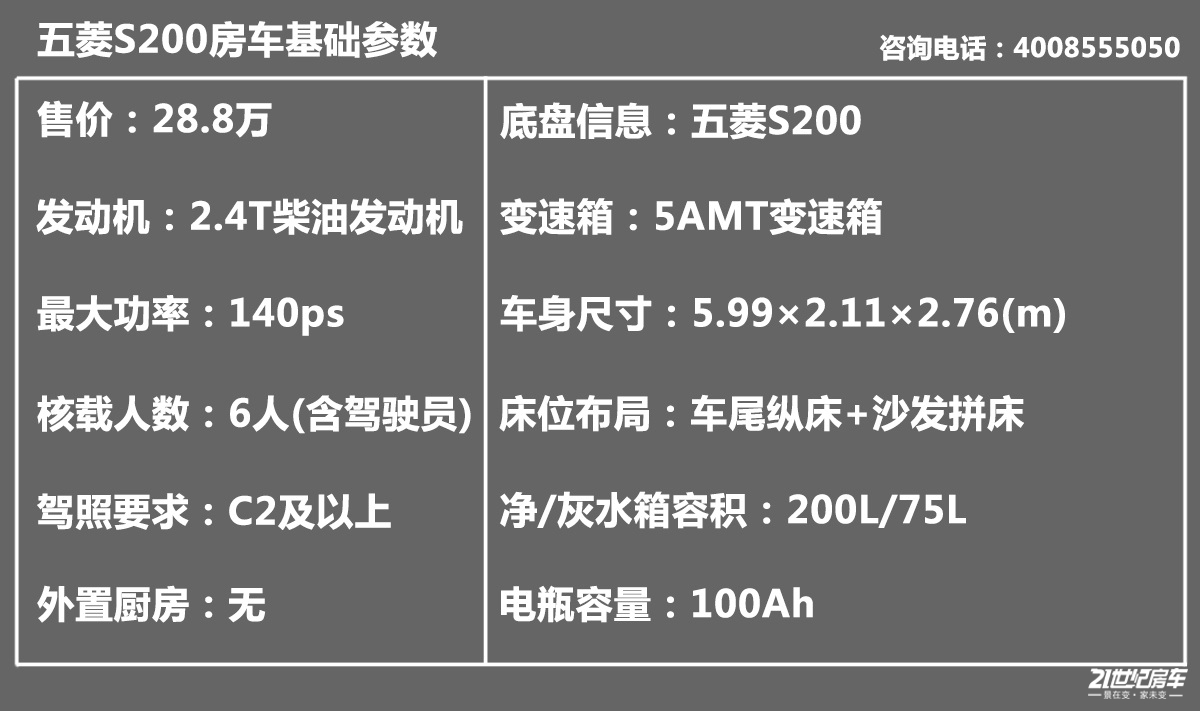 大一号才能显得从容不迫五菱s200房车静态评测